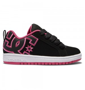 DC Court Graffik Kids' Sneakers Black/Pink Stencil | Israel 9564-SRZIH