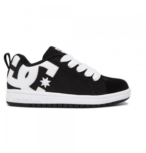 DC Court Graffik Kids' Sneakers Black/White | Israel 9580-QCLFN